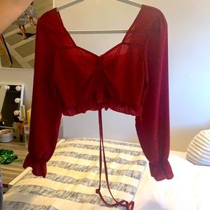 Red and black polka crop top